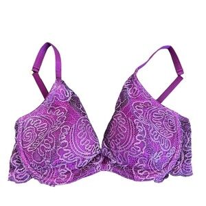VICTORIA’S SECRET VERY SEXY LACE OVERLAY PURPLE PUSH UP WITHOUT PADDING SIZE 36B